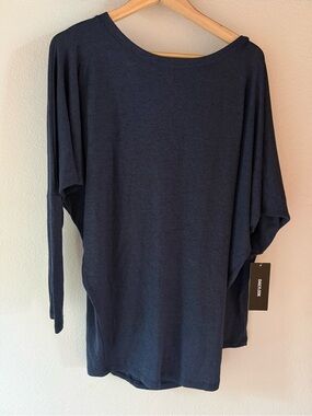 🆕 Korye Dolman Sleeve Wide Neck Tapered Waist Tunic Top, Soft, Navy, Size M